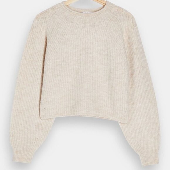 Topshop Ribbed Cropped Crew Neck Knitted Sweater Nude - Picture 4 of 12